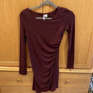 Burgundy ruched side dress
